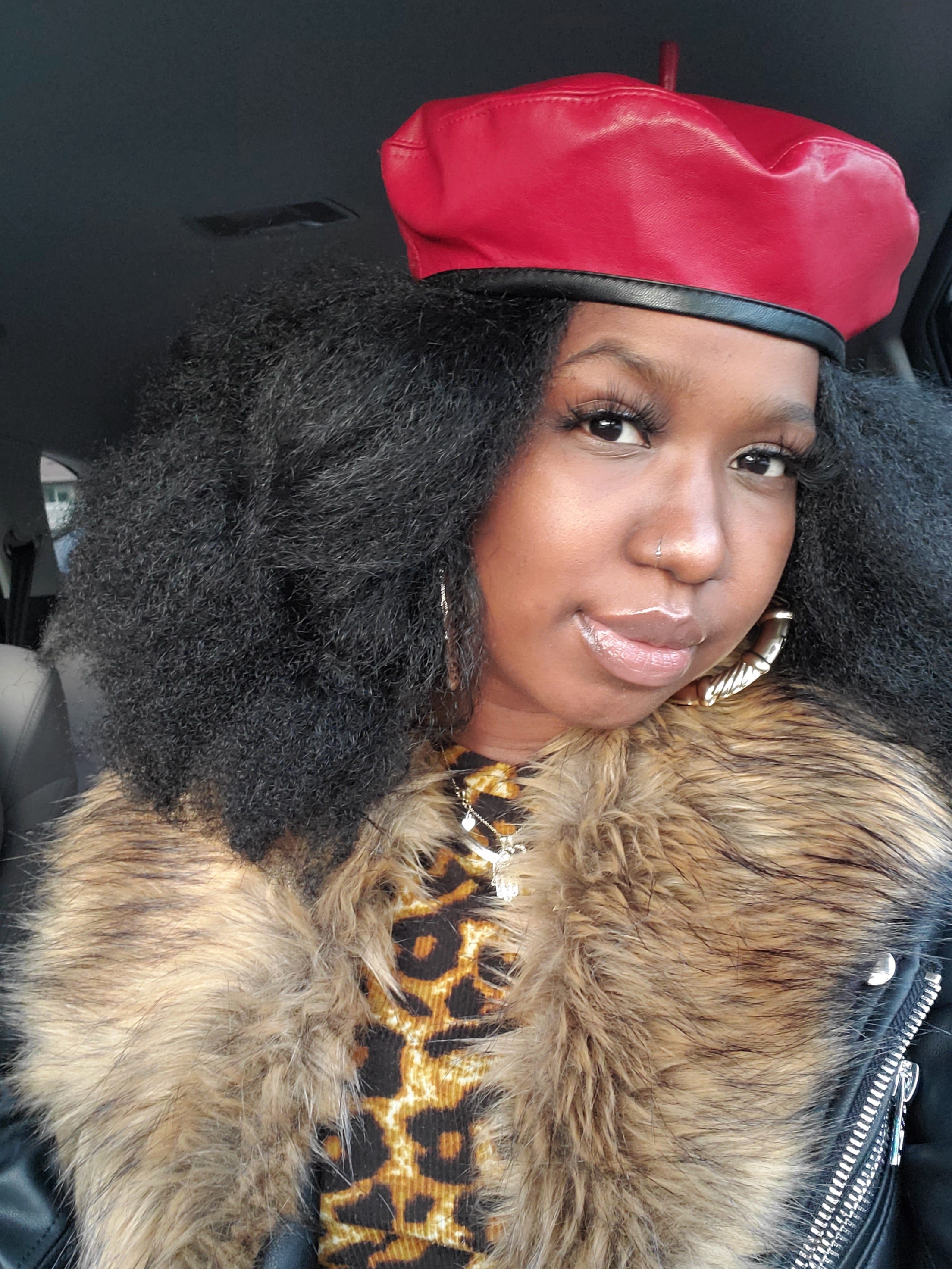 Faux Leather Beret